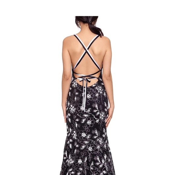 Betsy & Adam Black and White Strapless Gown - Picture 9 of 10